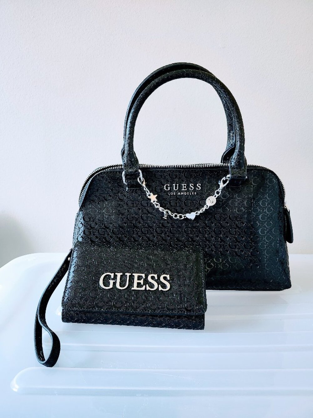 Guess Handbag and Wallet Wristlet Set